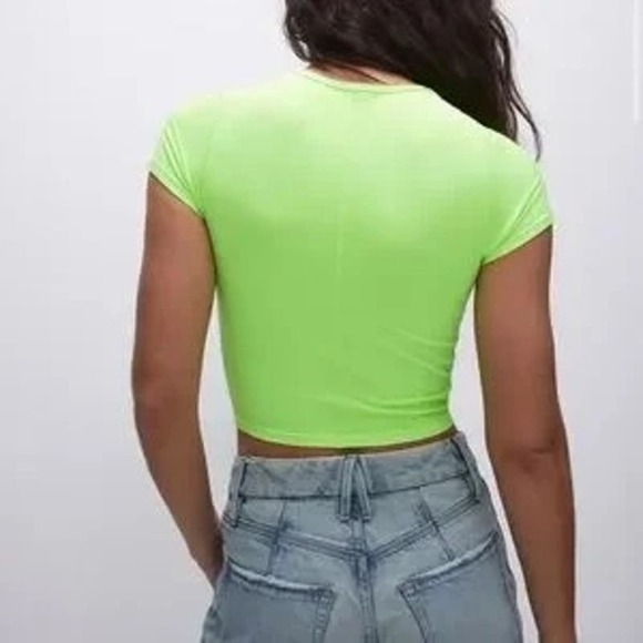NWT Good American Fitted Seamless Tee Electric Lime size S/M - Picture 6 of 7
